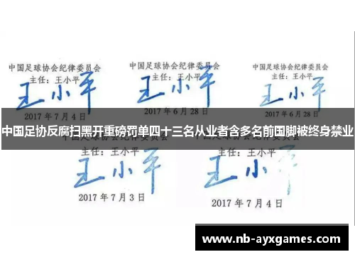 中国足协反腐扫黑开重磅罚单四十三名从业者含多名前国脚被终身禁业 中国足协反腐扫黑开重磅罚单四十三名从业者含多名前国脚被终身禁业